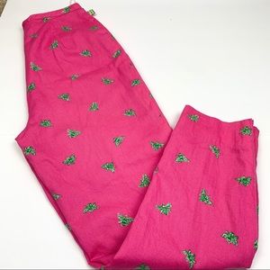 Lilly Pulitzer High Waist Hot Pink green bee pants
